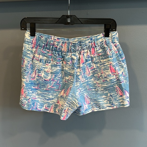 Lilly Pulitzer Small Blue BOATYLICIOUS LILO SHORTS Linen Pull-On Sailboats - Picture 4 of 5